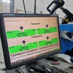 Результаты проверки углов установки колес